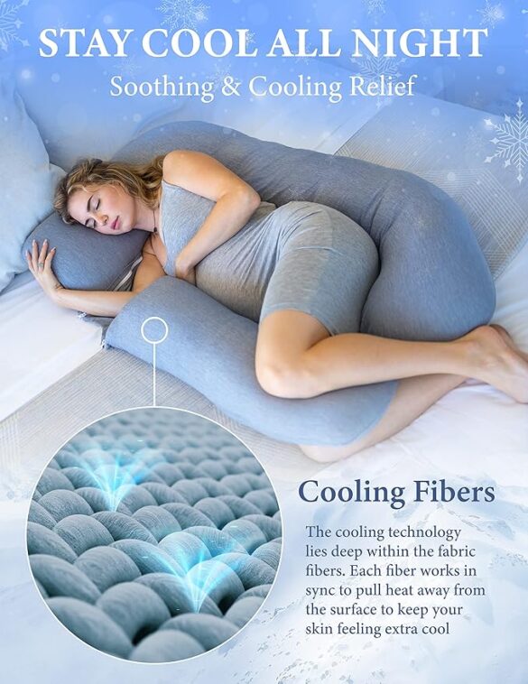 Pharmedoc Pregnancy Pillows, U-Shape Full Body Pillow – Removable Cooling Cover
