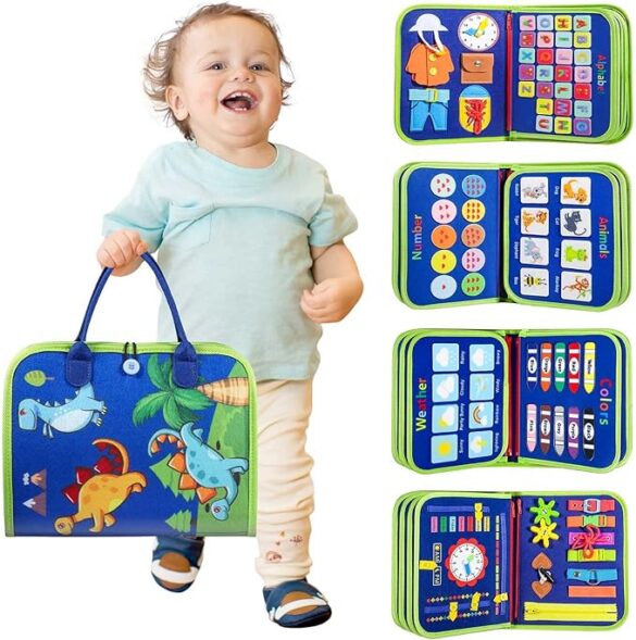 Toddler Busy Board - Montessori Toys for 1-3 Year Old Boy Birthday Gift