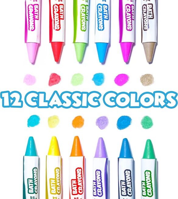 Tub Works® Smooth™ Bath Crayons Bath Toy, 12 Pack | Nontoxic, Washable